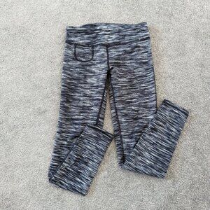 Zella Girl Athletic Leggings Size Youth Small 7-8 Years Black Silver Activewear